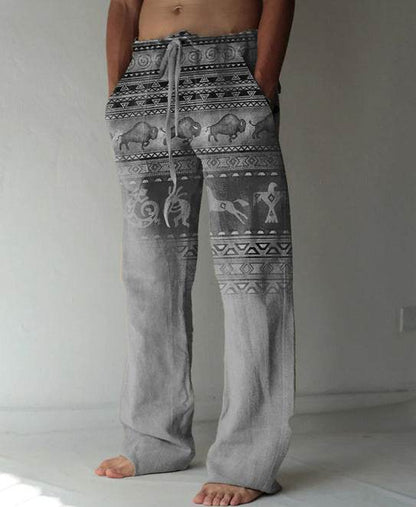 Men's Loose Casual Linen Pants - Printed, Comfortable, Available in Sizes S-6XL - Buy Center US
