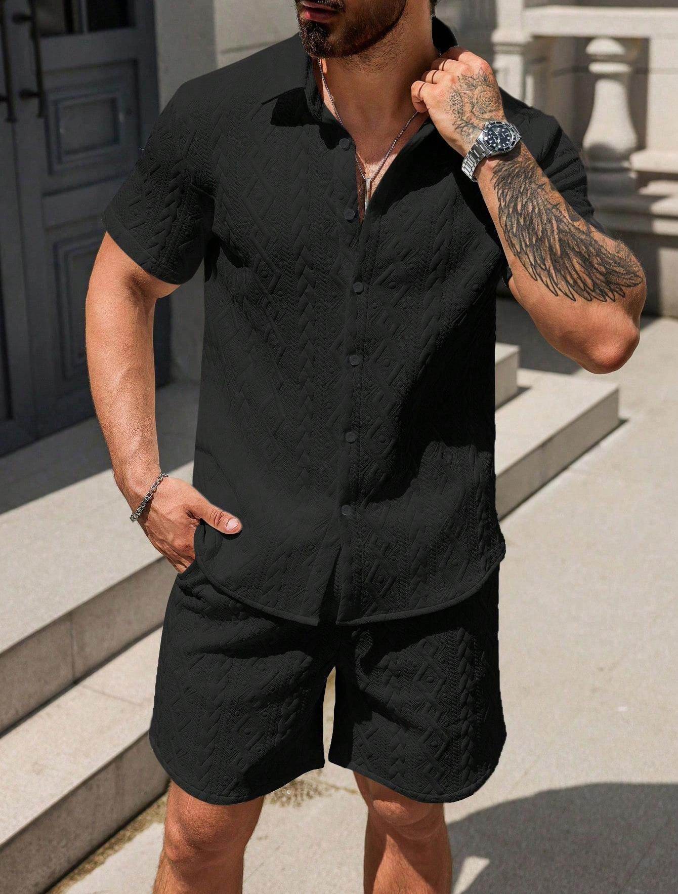 Buycenter Men's Casual Short Sleeve Shirt & Shorts - Lightweight & Stylish - Buy Center US