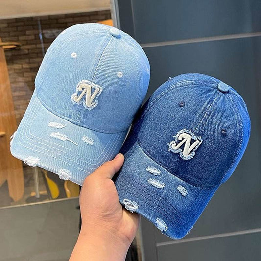 Embroidered Denim Baseball Cap - Women's Adjustable Sun Hat for All Seasons - Buy Center US