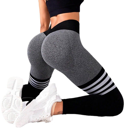 Striped High Waist Sports Tights for Women - Hip Lift Running Pants - Buy Center US