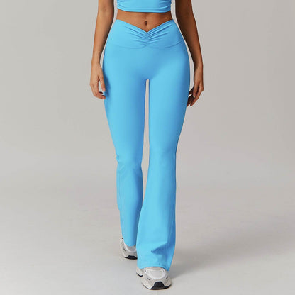 Nude Feel High Waist Yoga Bell-Bottom Pants - Stylish Fitness Gear - Buy Center US