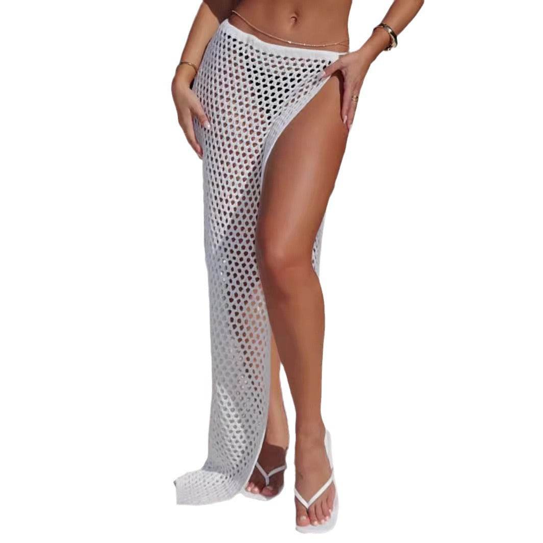 Women's High Slit Skirt - Beach Sun Protection & Hollow Out Design - Buy Center US