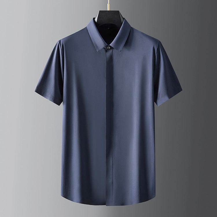 Buycenter Men's Casual Short-Sleeve Shirt Suit - Blue & Gray Trousers - Buy Center US