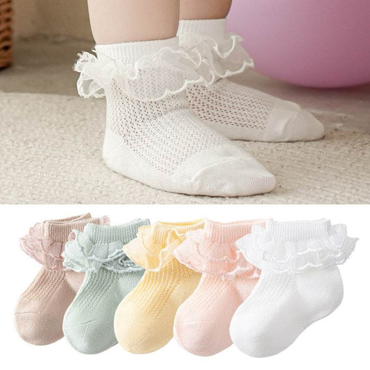 Breathable Lace Girls' Socks - Fashionable Cotton Styles in 5 Colors - Buy Center US