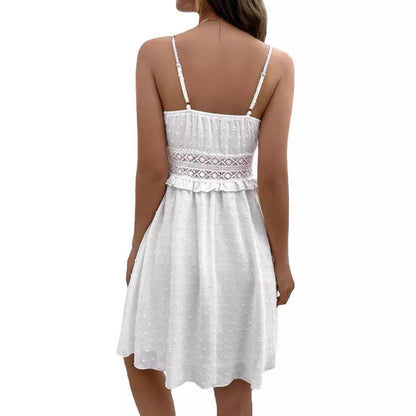 Elegant Dot Jacquard Lace Suspender Dress - Cotton, Street Hipster Style - Buy Center US