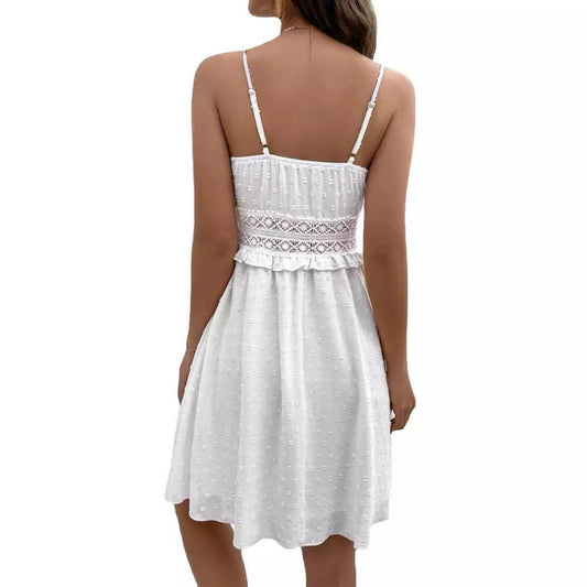 Elegant Dot Jacquard Lace Suspender Dress - Cotton, Street Hipster Style - Buy Center US