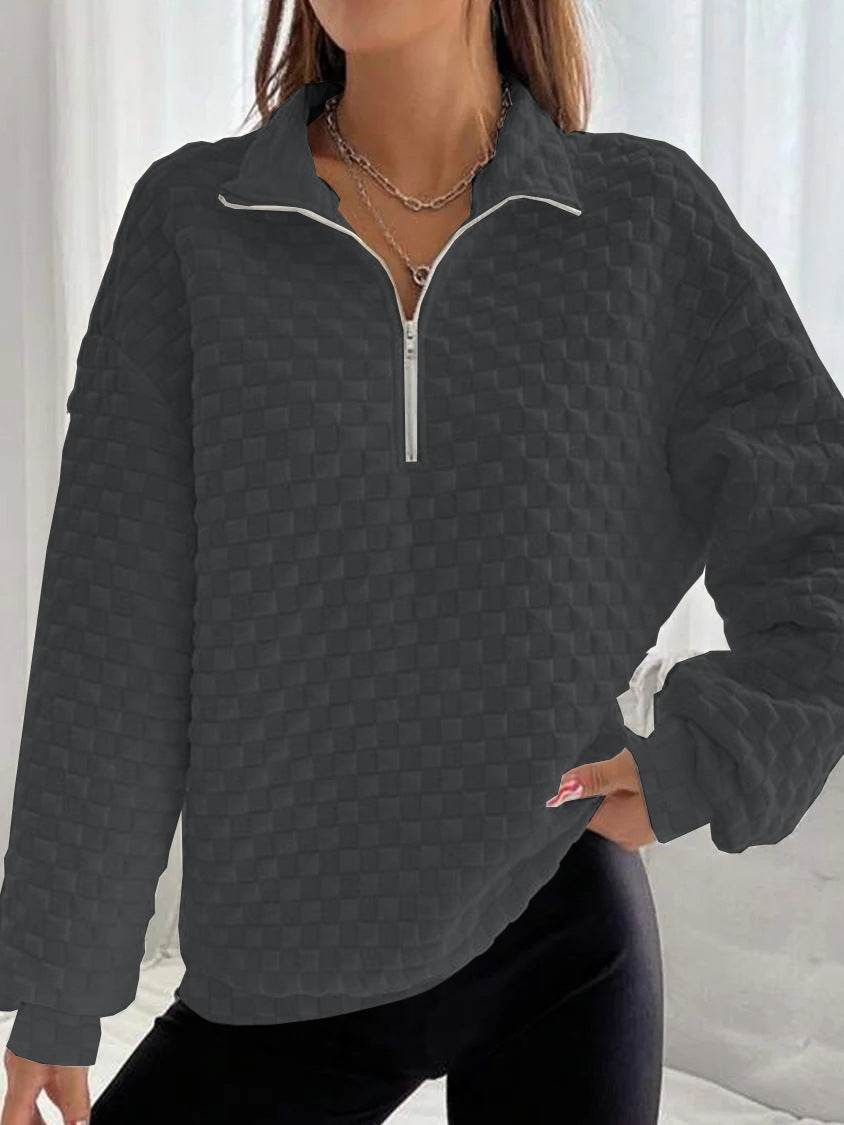Women's Long Sleeve Zipper Sweater - Cozy Autumn & Winter Knit Styles - Buy Center US