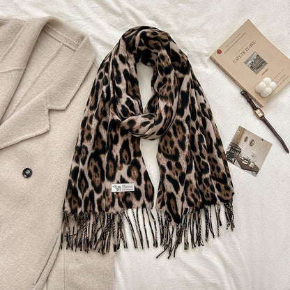Vintage Leopard Print Cashmere Scarf - Warmth & Style for Winter - Buy Center US