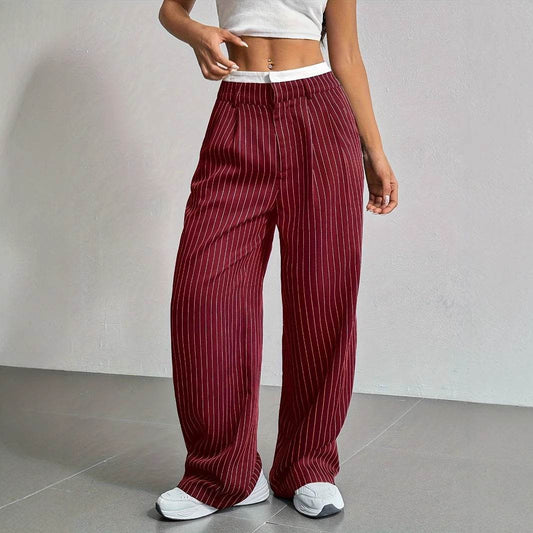 Casual Loose Straight-Leg Pants - High Waist, Multiple Colors Available - Buy Center US