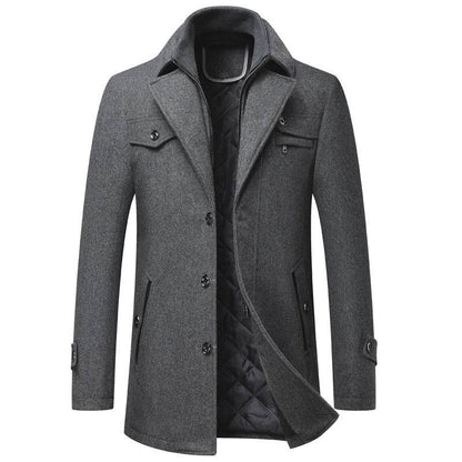 Buycenter Men's Woolen Overcoat Jacket - Thickened, Stylish & Versatile - Buy Center US