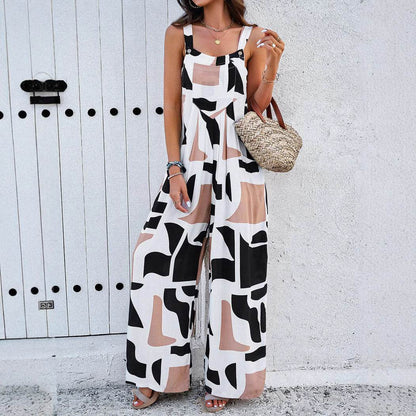 Women's Casual Printed Jumpsuit - Loose Fit, Sleeveless & Stylish - Buy Center US