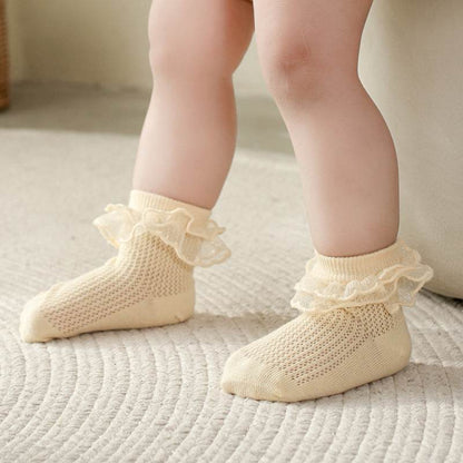 Breathable Lace Girls' Socks - Fashionable Cotton Styles in 5 Colors - Buy Center US