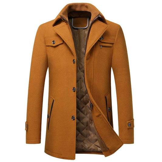 Buycenter Men's Woolen Overcoat Jacket - Thickened, Stylish & Versatile - Buy Center US