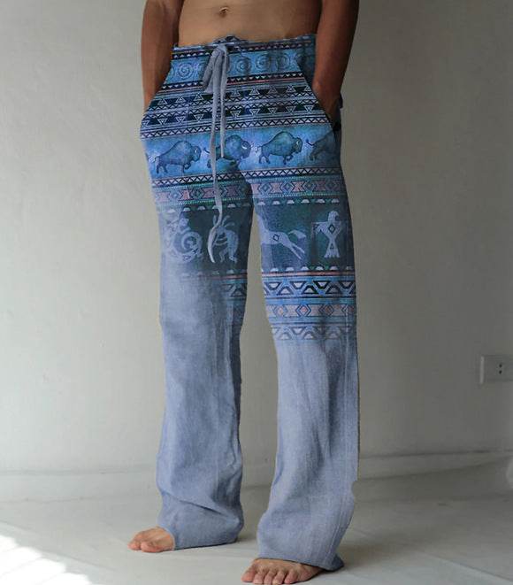Men's Loose Casual Linen Pants - Printed, Comfortable, Available in Sizes S-6XL - Buy Center US