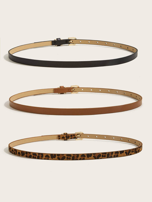 Retro Thin Pin Buckle Belt - All-Match Style in Black, Camel & Leopard - Buy Center US