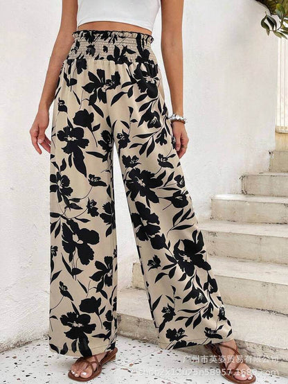 Stylish High Waist Flower Print Wide Leg Pants - Casual & Comfortable - Buy Center US