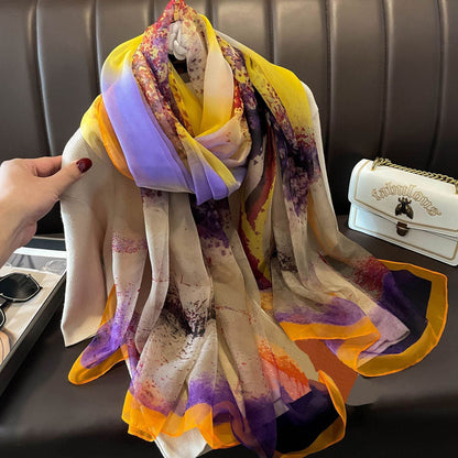 Peony Silk Scarf for Women - Long, Lightweight Sun Protection Accessory - Buy Center US