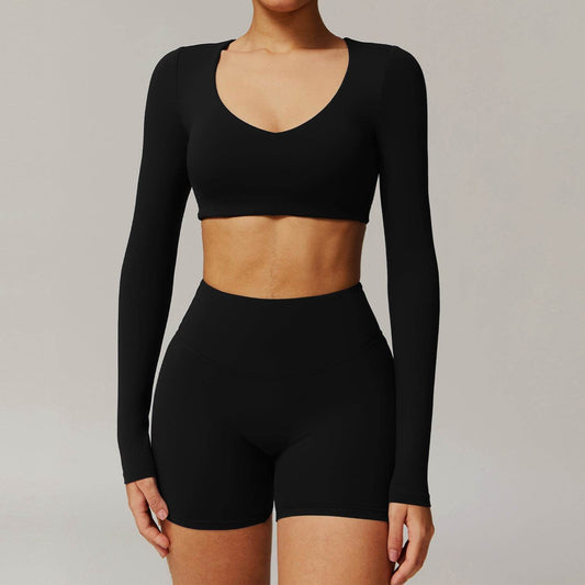 Women's Quick-Drying Long Sleeve V-Neck Top - Fitness & Yoga T-Shirt - Buy Center US