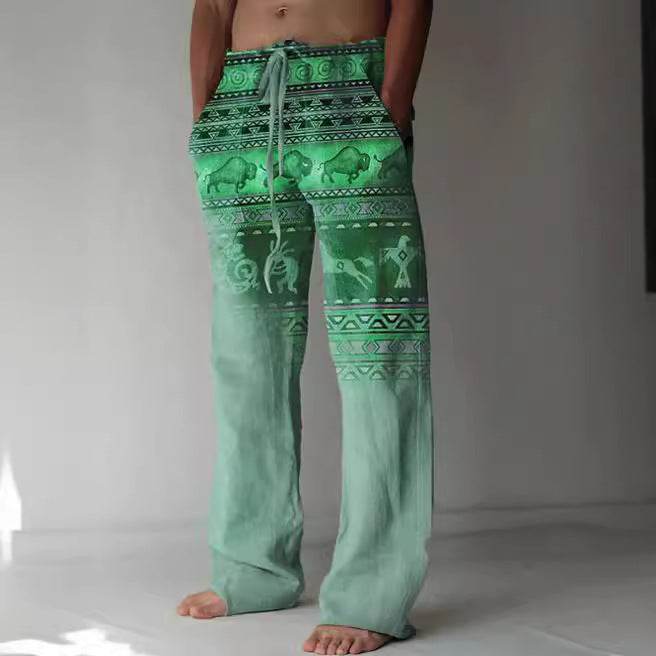 Men's Loose Casual Linen Pants - Printed, Comfortable, Available in Sizes S-6XL - Buy Center US