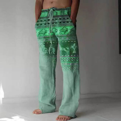 Men's Loose Casual Linen Pants - Printed, Comfortable, Available in Sizes S-6XL - Buy Center US