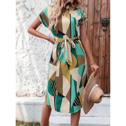 Elegant Lace-Up Dress - European & American Style, Mid-Length Skirt - Buy Center US