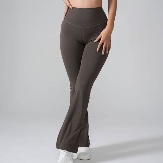Women's High Waist Peach Bell-Bottom Pants - Lycra Yoga Trousers - Buy Center US
