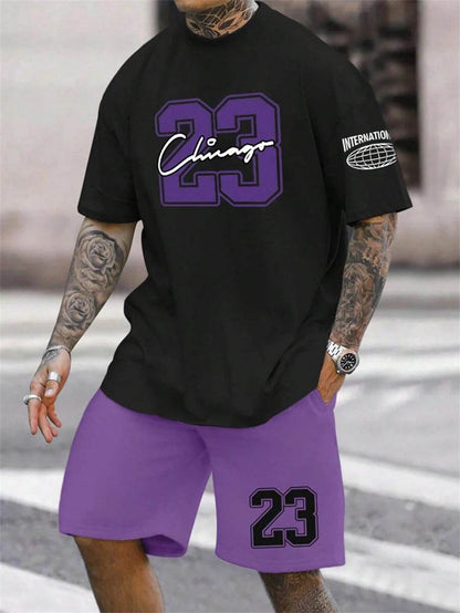 Buycenter Men's Casual Short-Sleeved Color Matching Shorts - Sports Leisure - Buy Center US