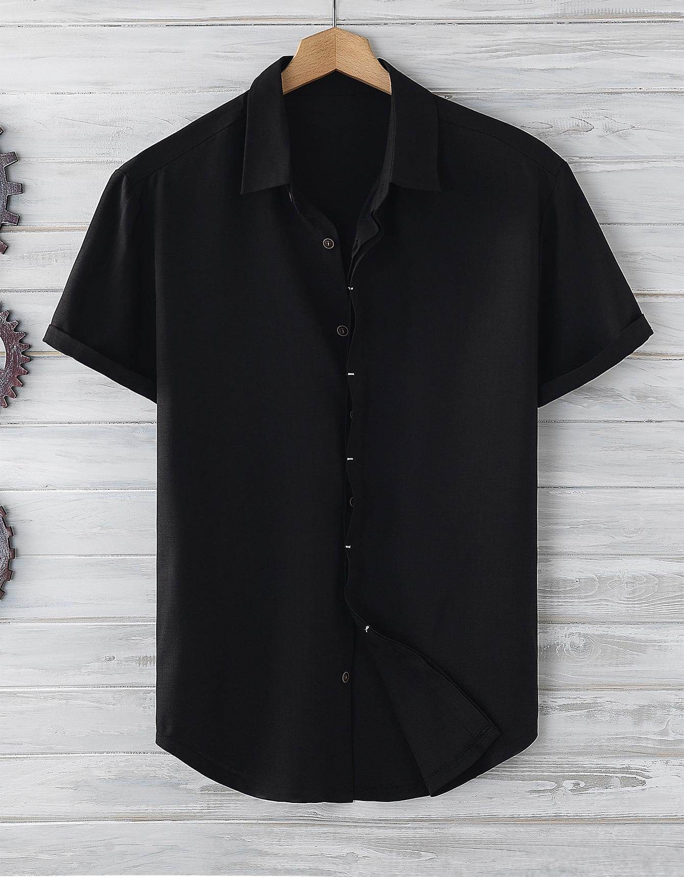 Buycenter Men's Short Sleeve Loose Shirt - Solid Colors & Slim Fit - Buy Center US