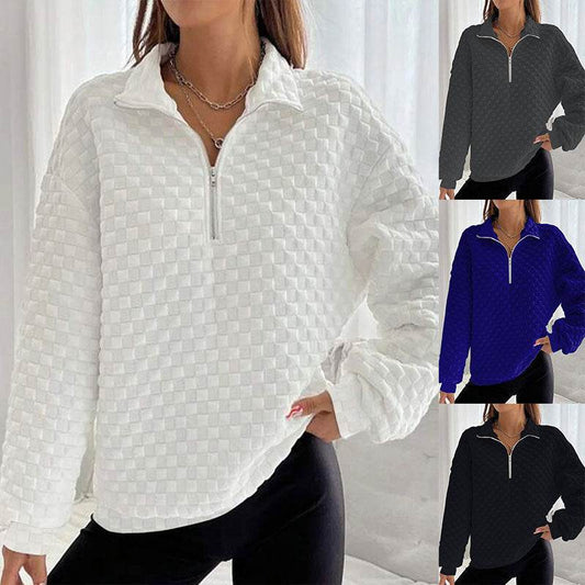 Women's Long Sleeve Zipper Sweater - Cozy Autumn & Winter Knit Styles - Buy Center US