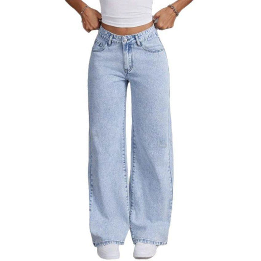 Vintage Bow Embroidered Jeans for Women - Washed Straight Loose Trousers - Buy Center US