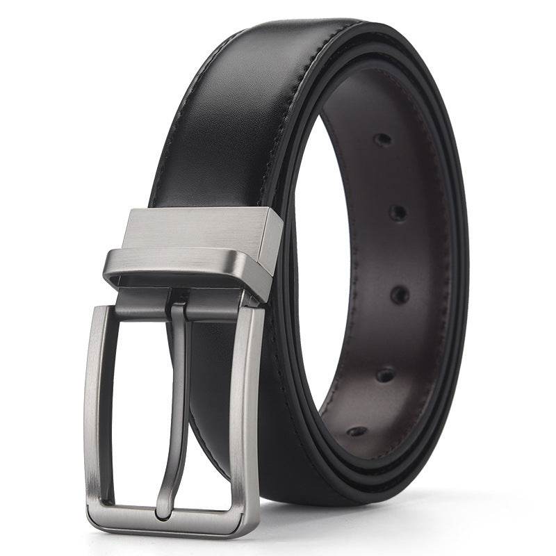 Buycenter Men's Leather Business Belt - Pin Buckle, Stylish Rotation Design - Buy Center US