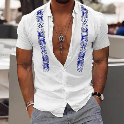 Buycenter Men's Hawaiian Shirt - Striped Beach Short Sleeve Casual Attire - Buy Center US