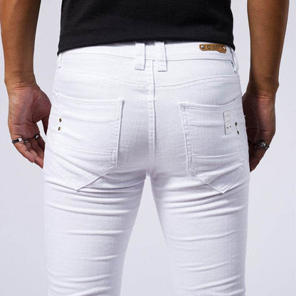 Men's European American White Stretch Skinny Jeans - Comfortable Fit - Buy Center US