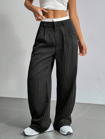 Casual Loose Straight-Leg Pants - High Waist, Multiple Colors Available - Buy Center US