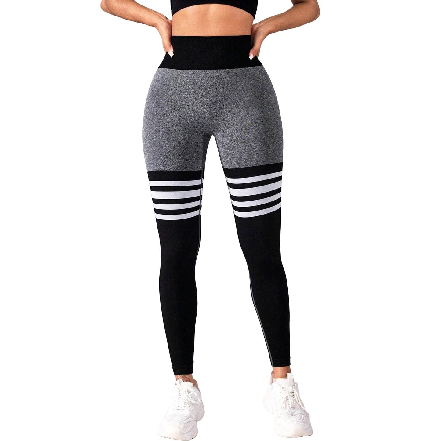 Striped High Waist Sports Tights for Women - Hip Lift Running Pants - Buy Center US