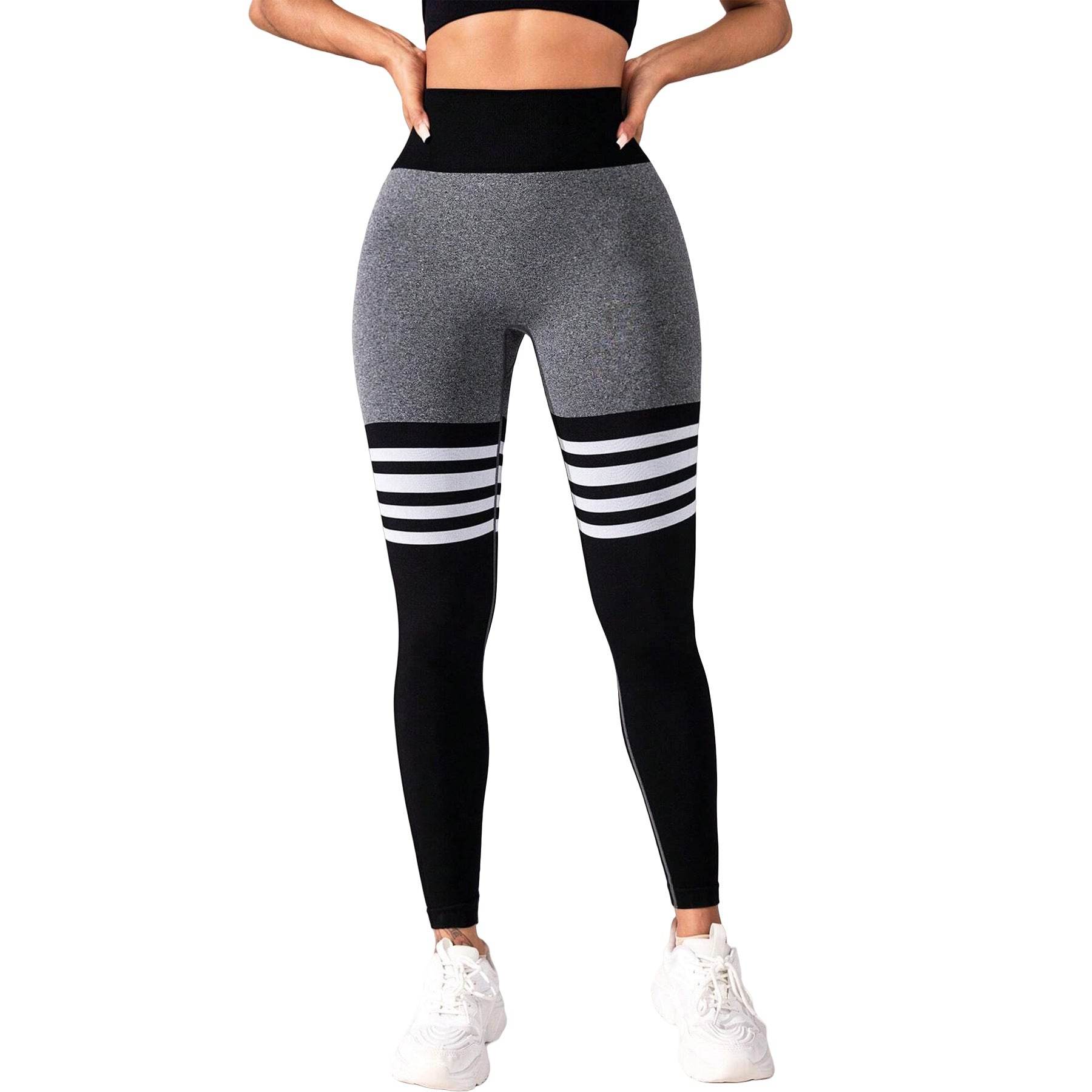 Striped High Waist Sports Tights for Women - Hip Lift Running Pants - Buy Center US