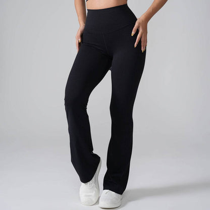 Women's High Waist Peach Bell-Bottom Pants - Lycra Yoga Trousers - Buy Center US
