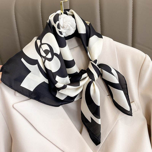 Camellia Socialite Square Headwrap - Fashionable Silk Scarf for Women - Buy Center US