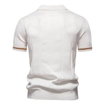 Men's Business Casual Woolen Polo Shirt – Stylish Zipper Detail, Multiple Colors - Buy Center US