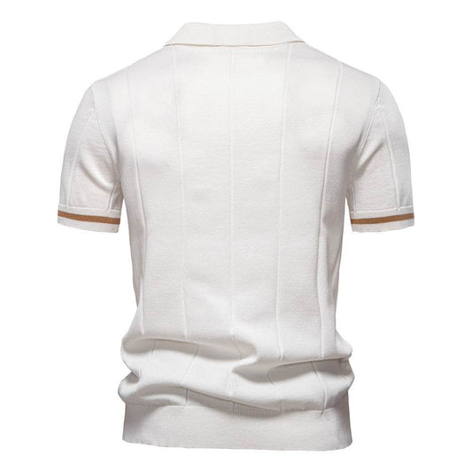 Men's Business Casual Woolen Polo Shirt – Stylish Zipper Detail, Multiple Colors - Buy Center US