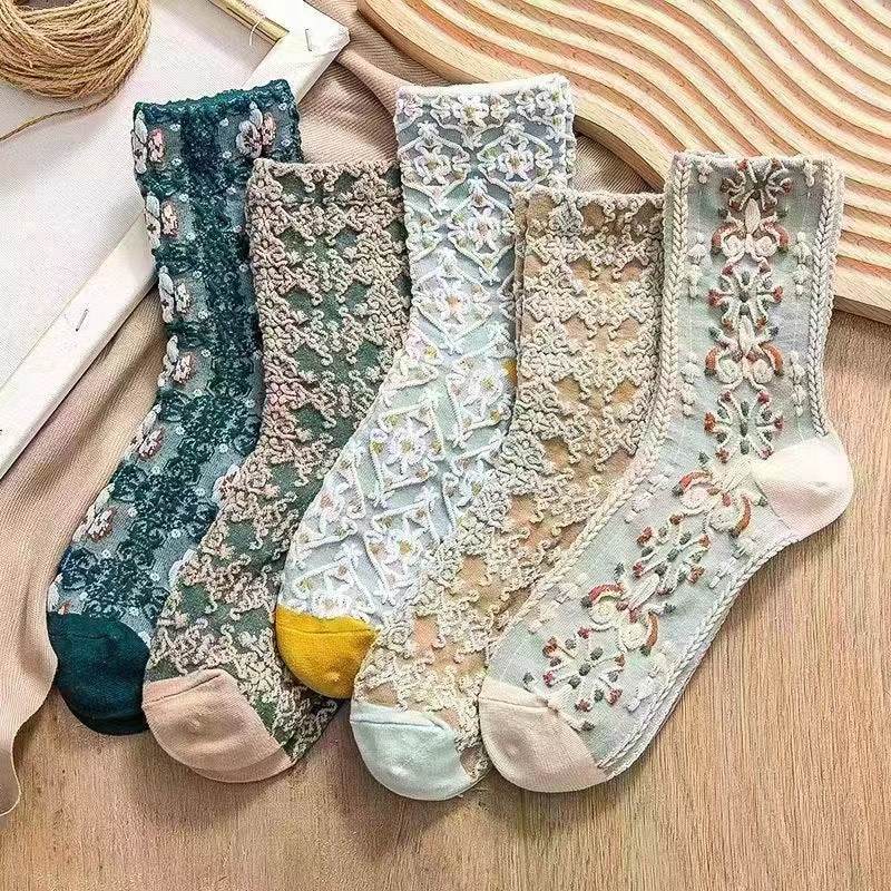 Cute Brown Striped Couple Socks - Autumn/Winter Middle Calf Style - Buy Center US