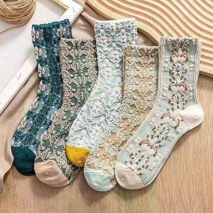 Cute Brown Striped Couple Socks - Autumn/Winter Middle Calf Style - Buy Center US