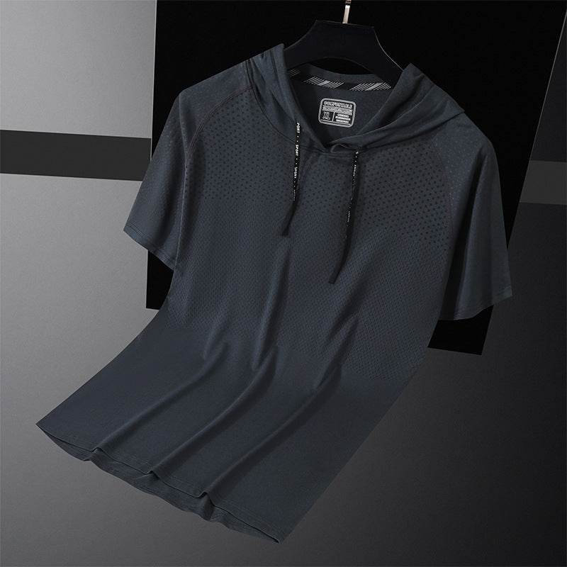 Quick-Drying Hooded T-Shirt for Exercise - High Elasticity Sports Wear - Buy Center US