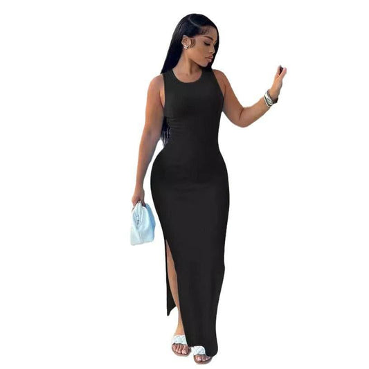 High Waist Sleeveless Round-Neck Dress - Perfect for Stylish Commutes - Buy Center US