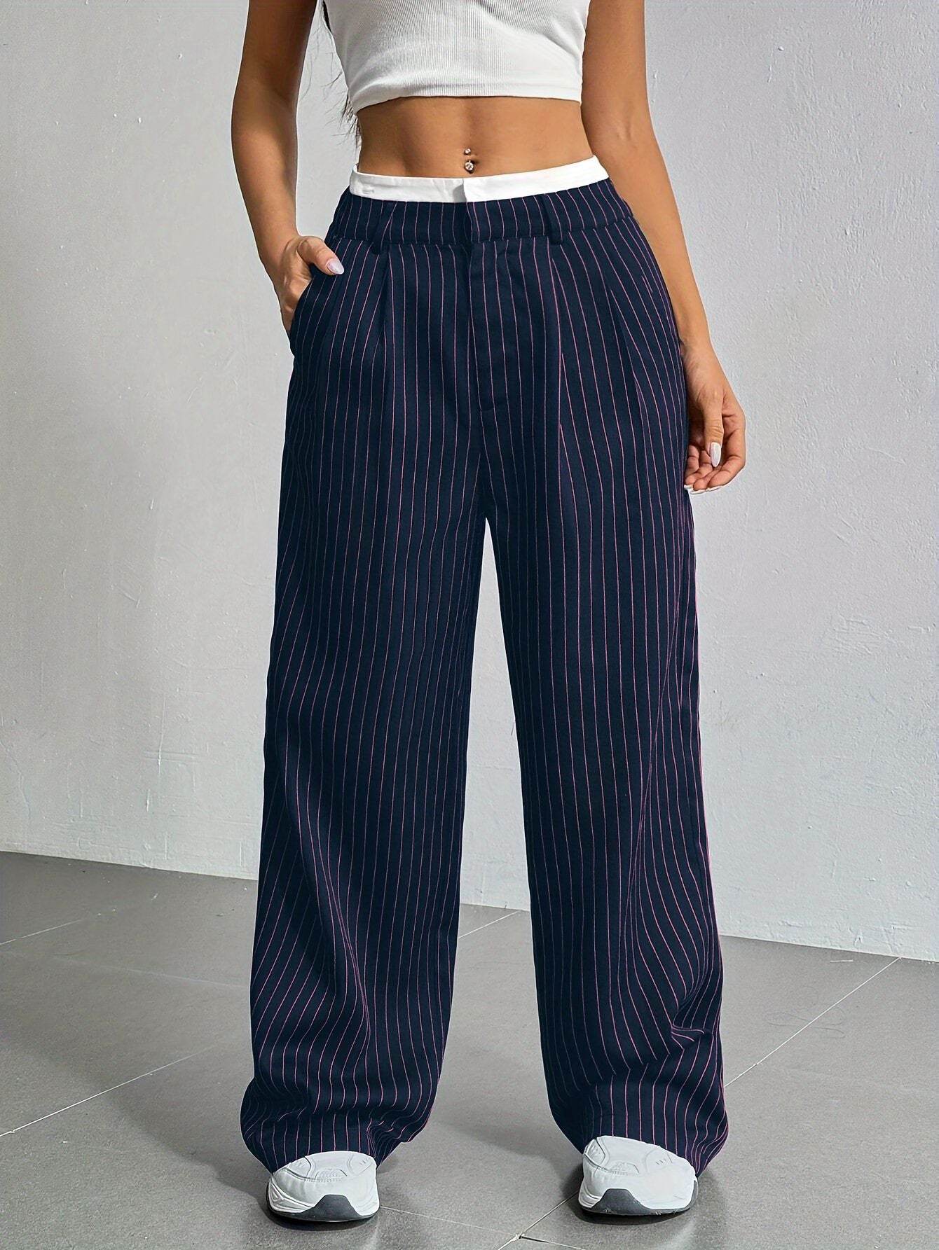 Casual Loose Straight-Leg Pants - High Waist, Multiple Colors Available - Buy Center US