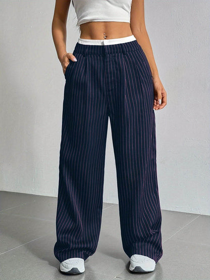 Casual Loose Straight-Leg Pants - High Waist, Multiple Colors Available - Buy Center US