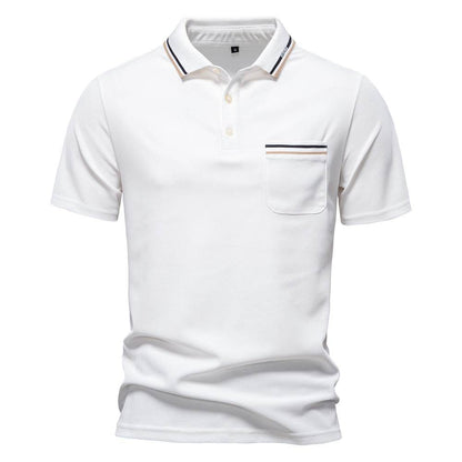 Men's Short-Sleeved Striped Polo Shirt - Casual Business Top for Summer - Buy Center US