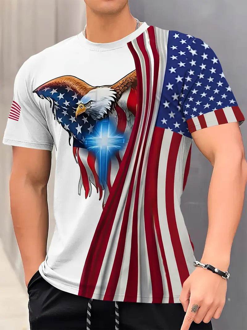 Men's Summer Color Contrast Round Neck T-Shirt - Short Sleeve Polyester - Buy Center US