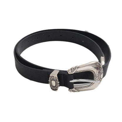 Niche Design Women’s Carved Belt - Retro Style PU Leather, Black - Buy Center US