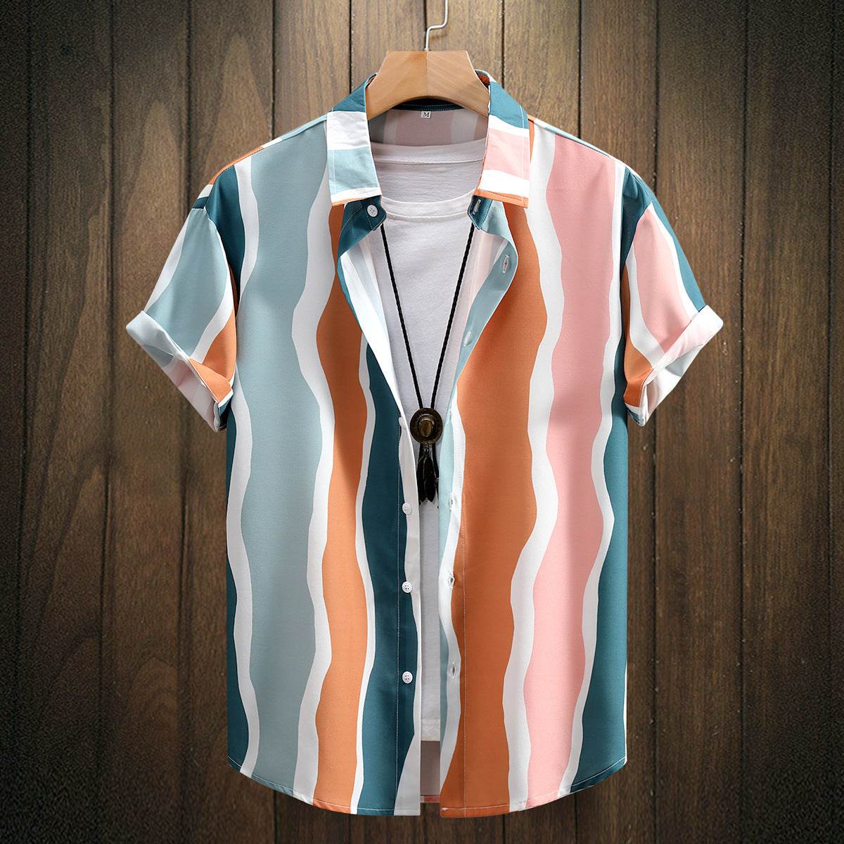 Buycenter Men's Short Sleeve Shirt - Fashionable Floral Digital Prints - Buy Center US